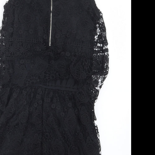 Rebellion Womens Black  Lace Playsuit One-Piece Size M