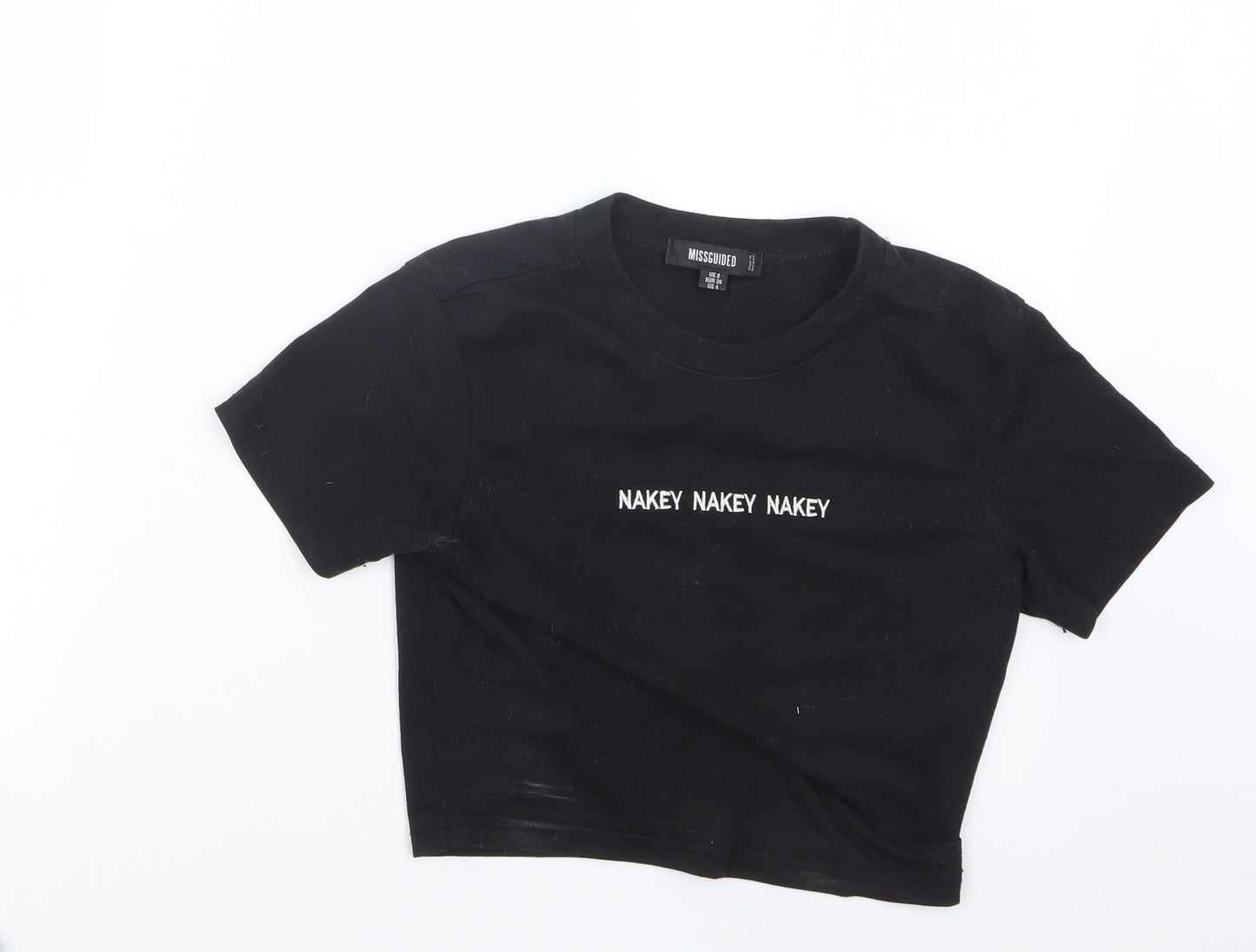 Missguided Womens Black   Cropped T-Shirt Size 8