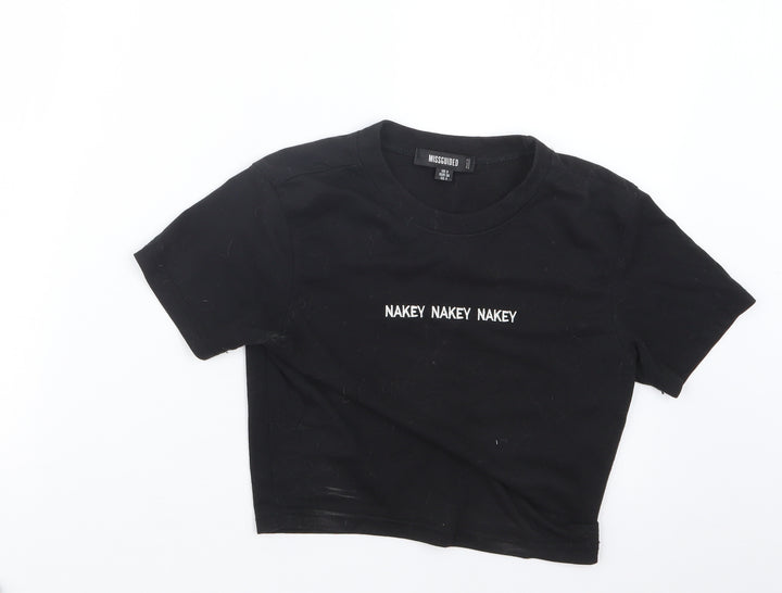 Missguided Womens Black   Cropped T-Shirt Size 8