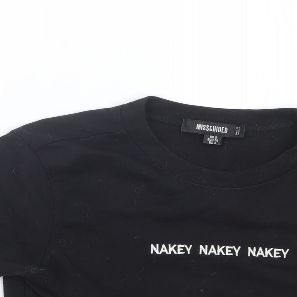 Missguided Womens Black   Cropped T-Shirt Size 8