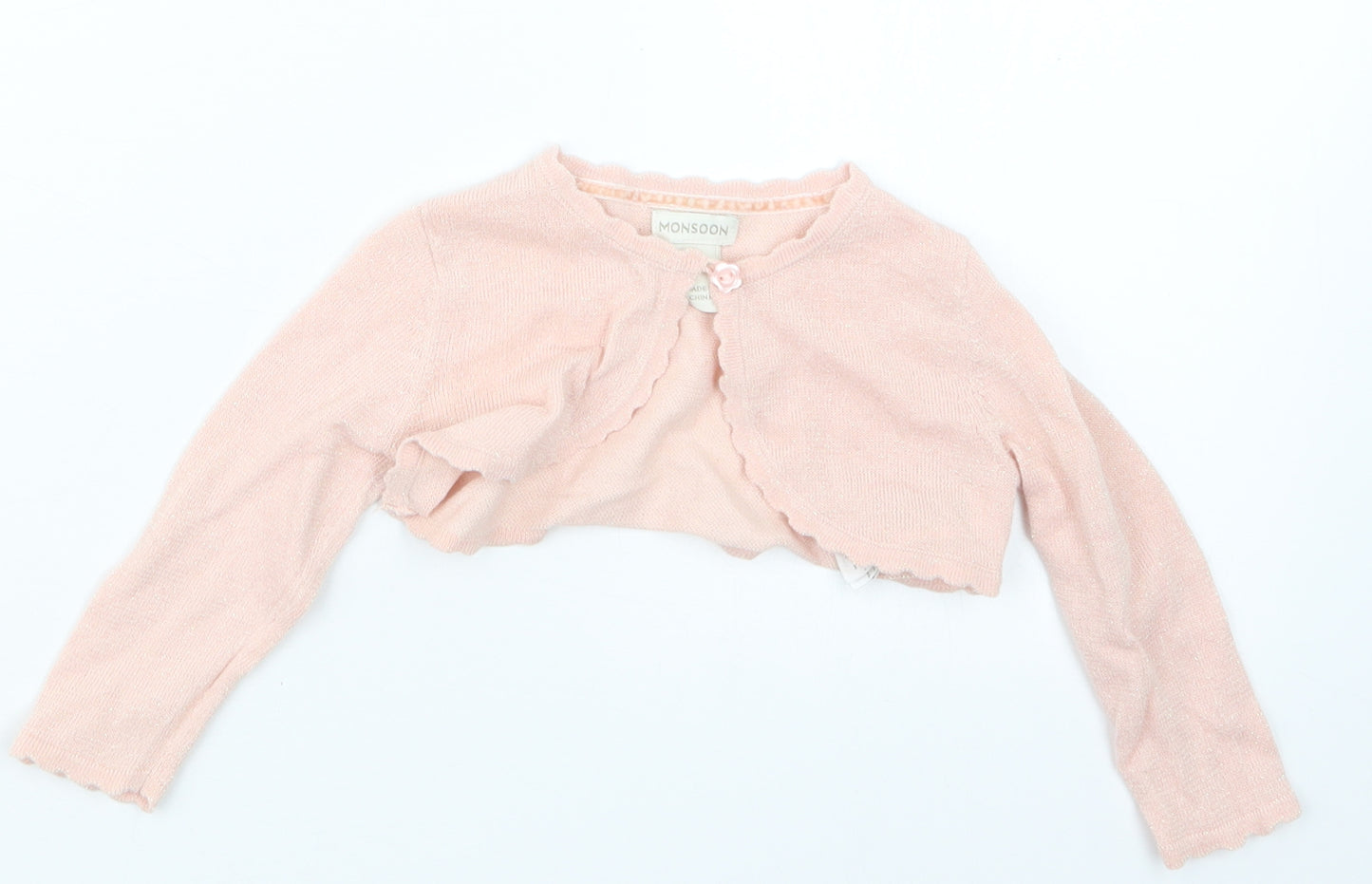 Monsoon Girls Pink  Knit Cardigan Jumper Size 3-6 Months