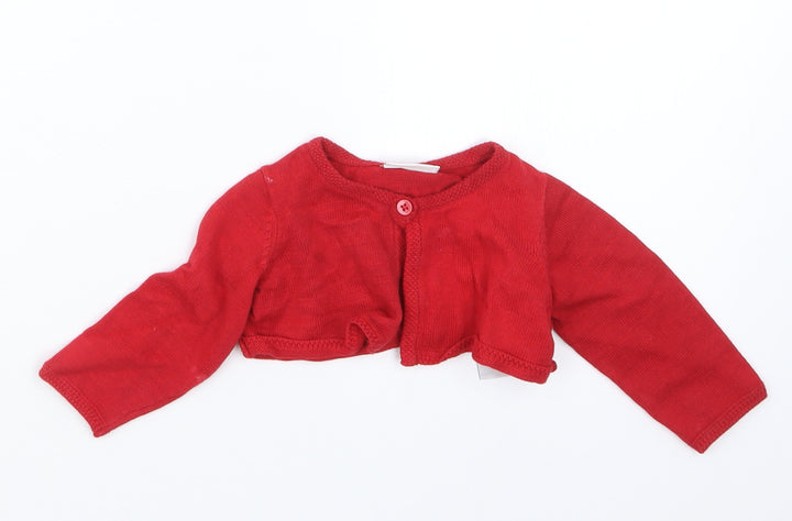 NEXT Girls Red Knit Cardigan Jumper Size 0-3 Months