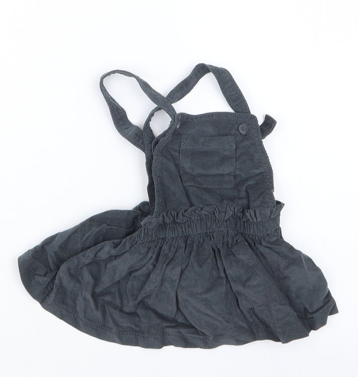 NEXT Girls Grey   Pinafore/Dungaree Dress  Size 3-6 Months