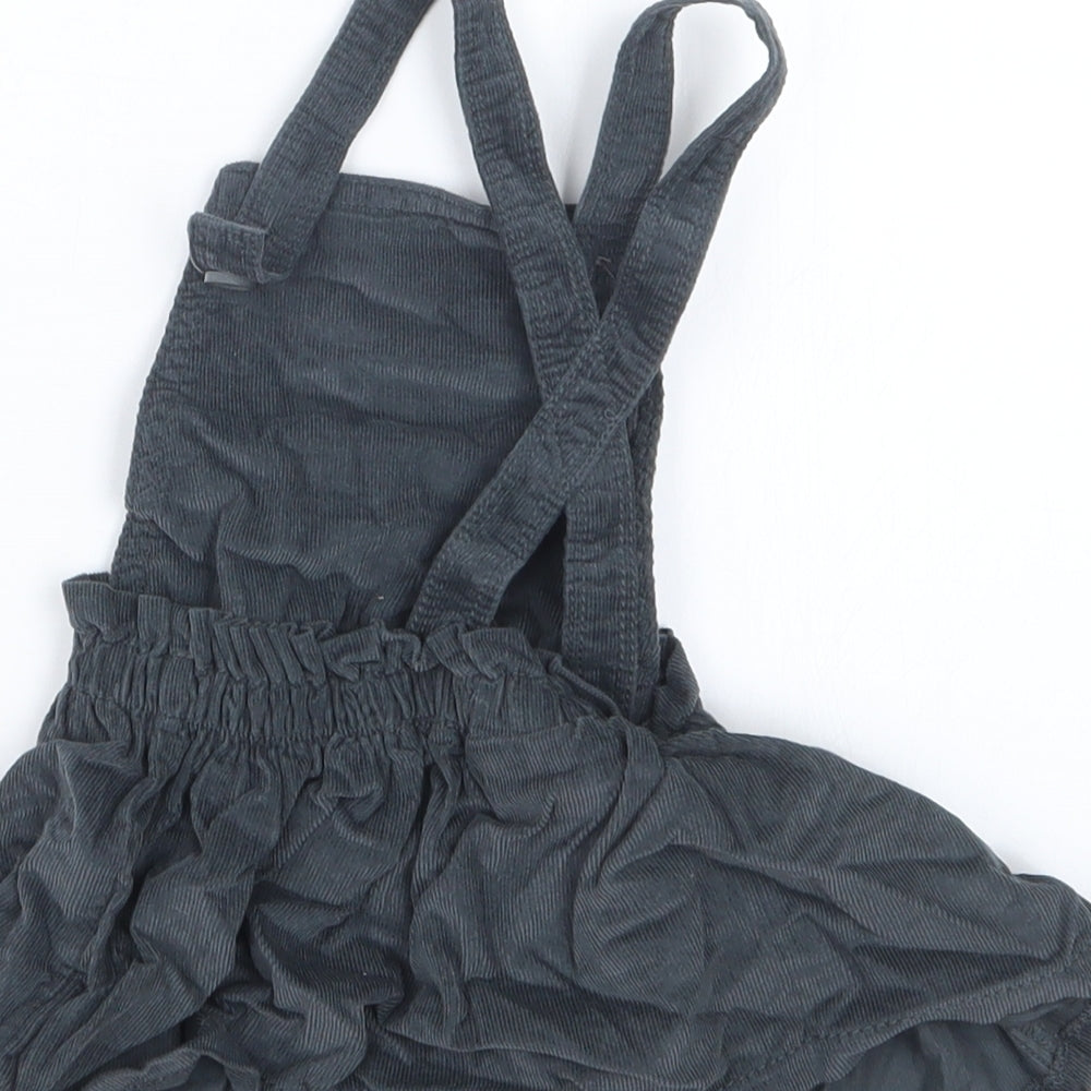 NEXT Girls Grey   Pinafore/Dungaree Dress  Size 3-6 Months