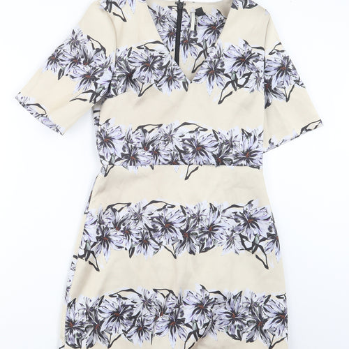 Topshop Womens Beige Floral  A-Line  Size 8