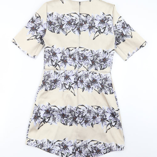 Topshop Womens Beige Floral  A-Line  Size 8