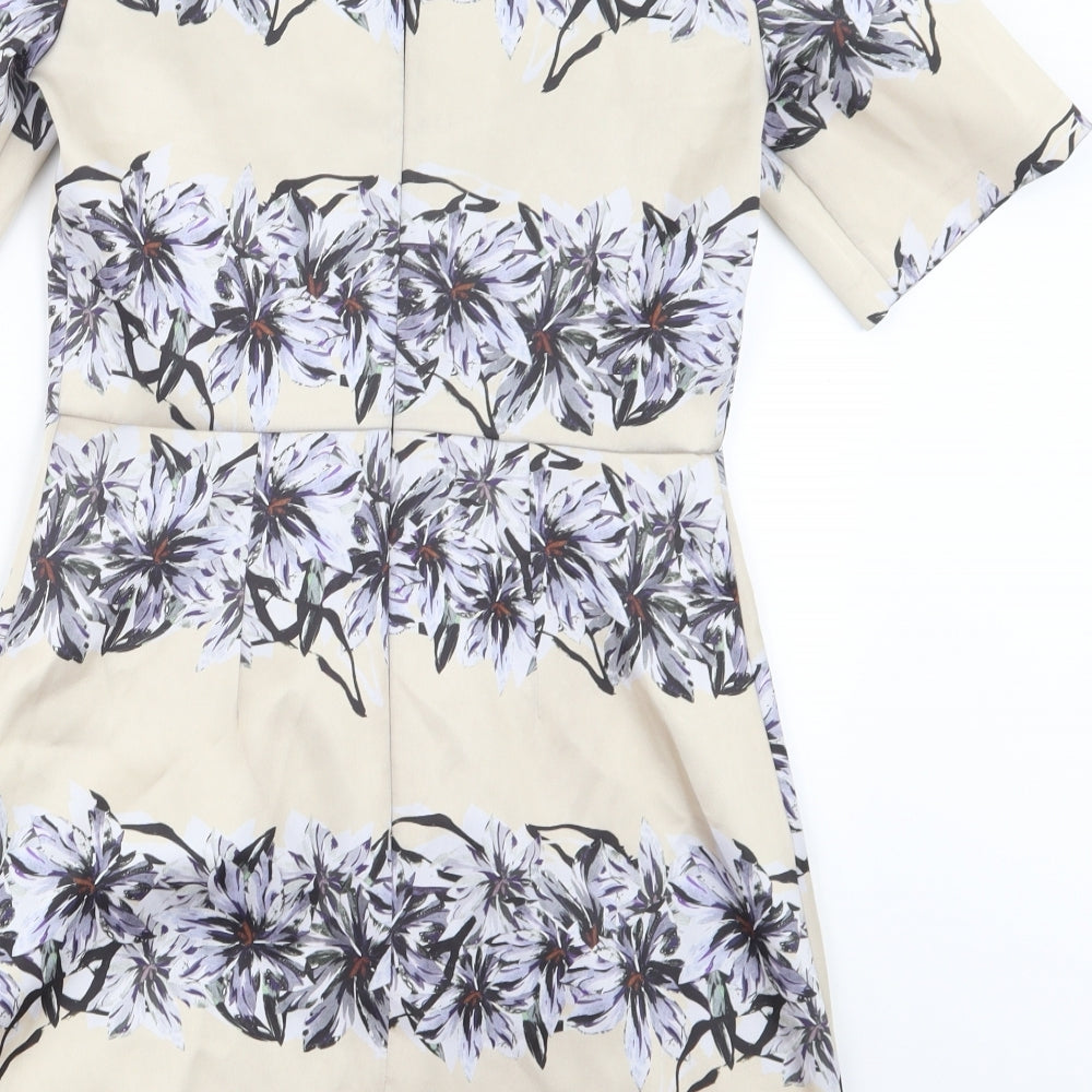 Topshop Womens Beige Floral  A-Line  Size 8