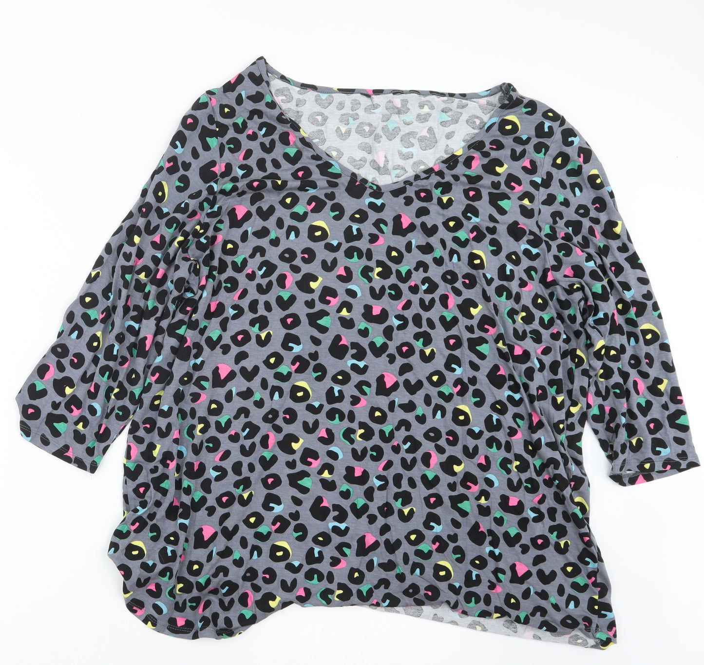 Evans Womens Grey Animal Print  Basic T-Shirt Size 18