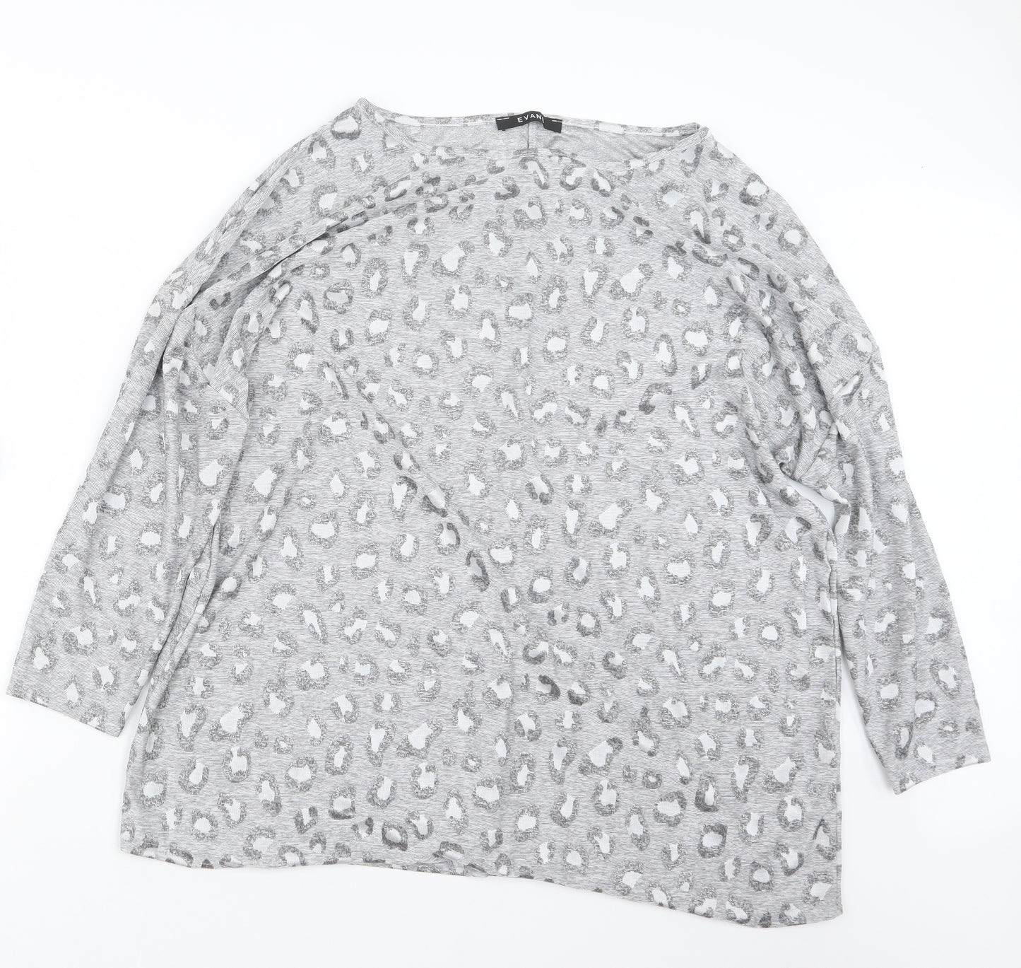 Evans Womens Grey Animal Print  Basic T-Shirt Size 18