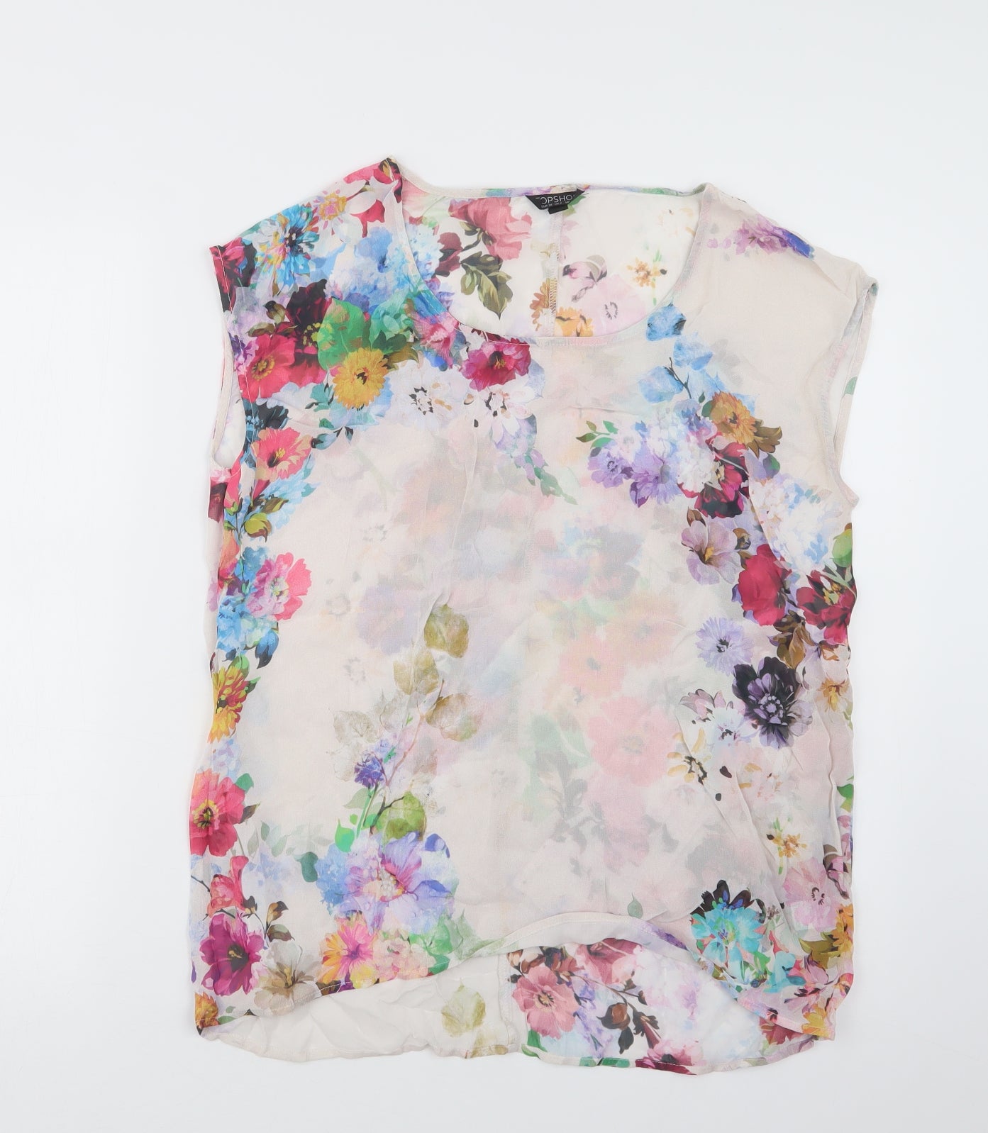 Topshop Womens Pink Floral  Basic Blouse Size 6