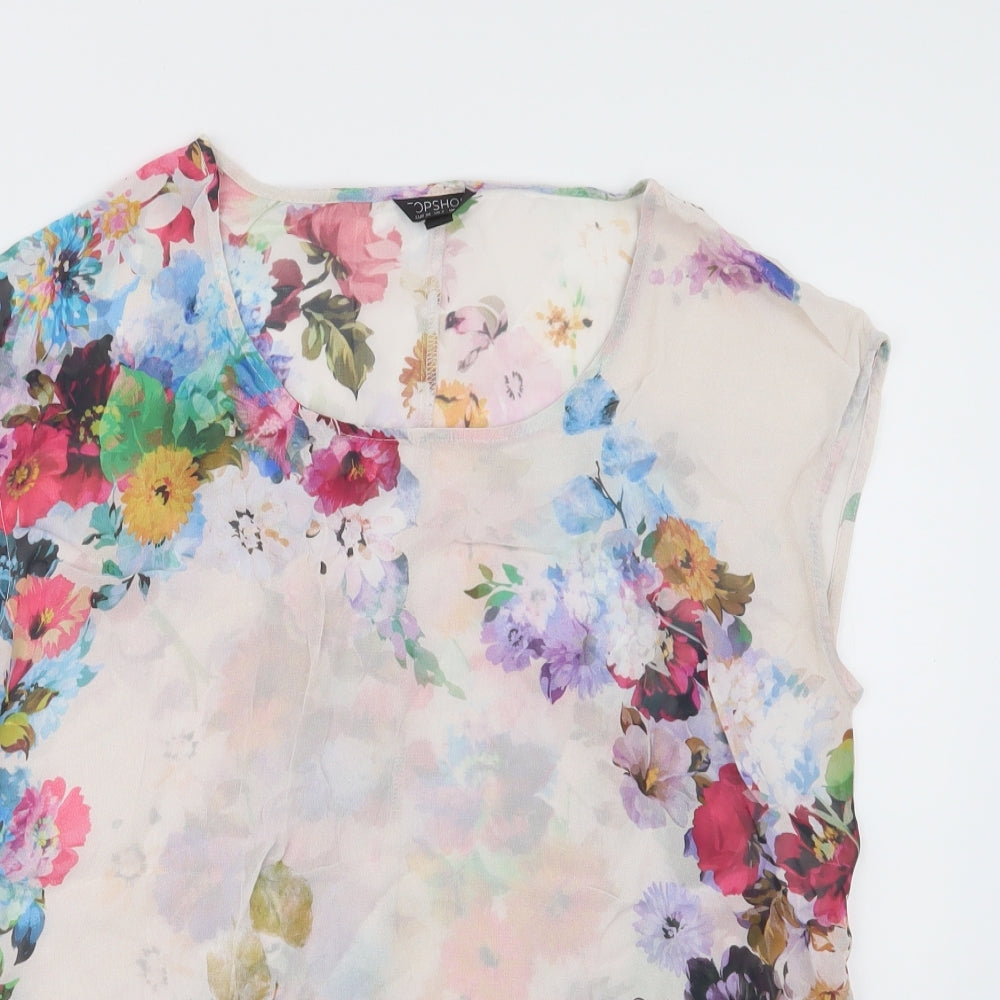 Topshop Womens Pink Floral  Basic Blouse Size 6