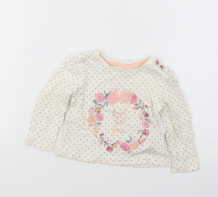 Mothercare Girls Black Polka Dot Basic T-Shirt Size 3-6 Months