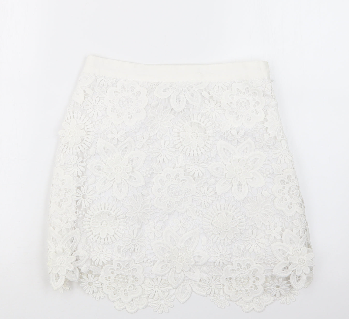 Topshop Womens White  Lace Straight & Pencil Skirt Size 8