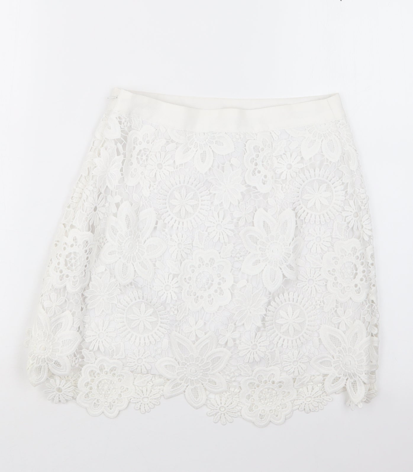 Topshop Womens White  Lace Straight & Pencil Skirt Size 8