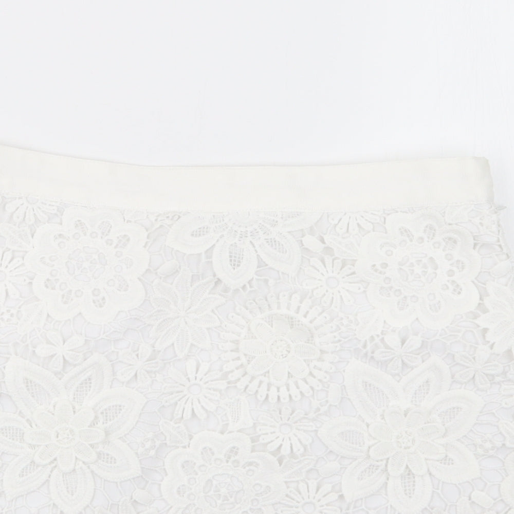 Topshop Womens White  Lace Straight & Pencil Skirt Size 8