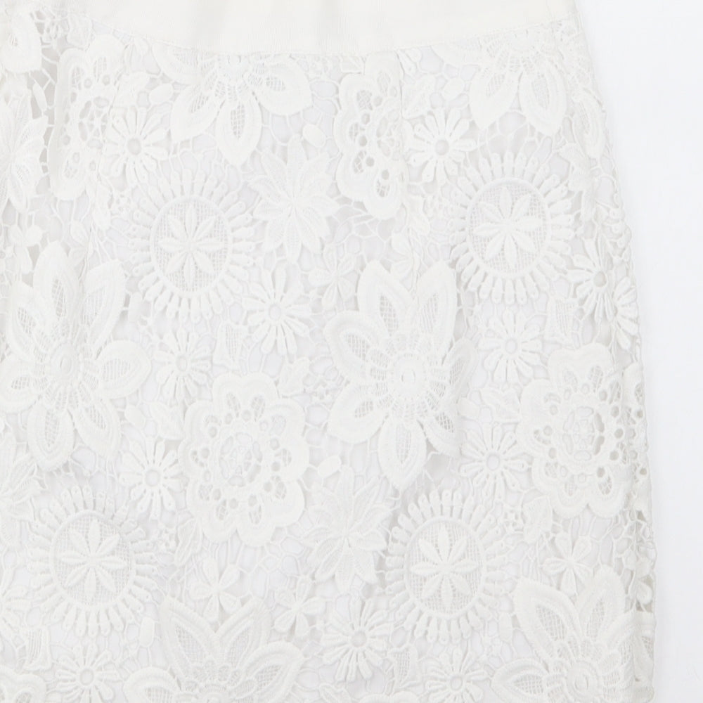 Topshop Womens White  Lace Straight & Pencil Skirt Size 8
