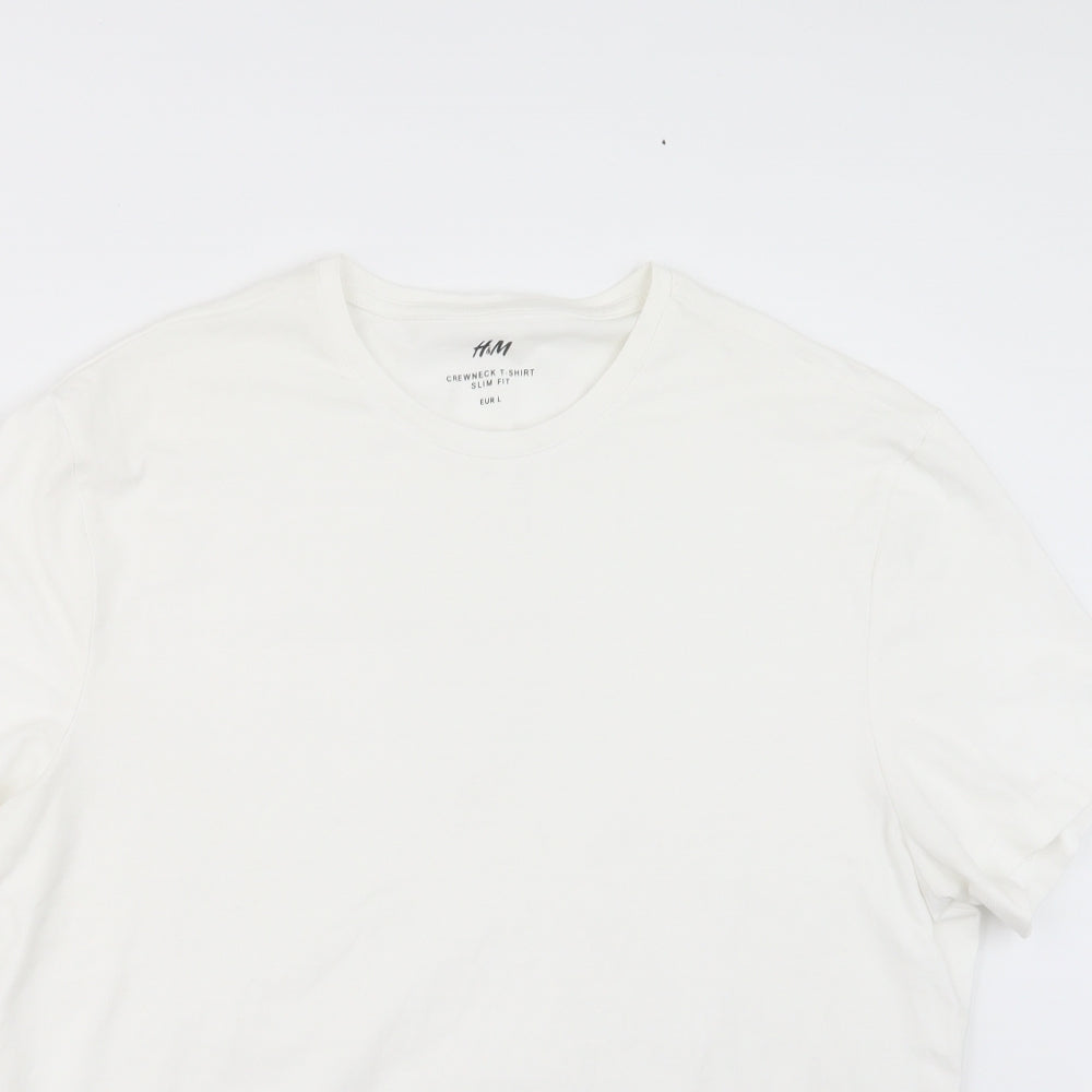 H&M Mens White    T-Shirt Size L