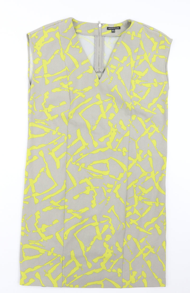 Warehouse Womens Grey Geometric T-Shirt Dress Size 8