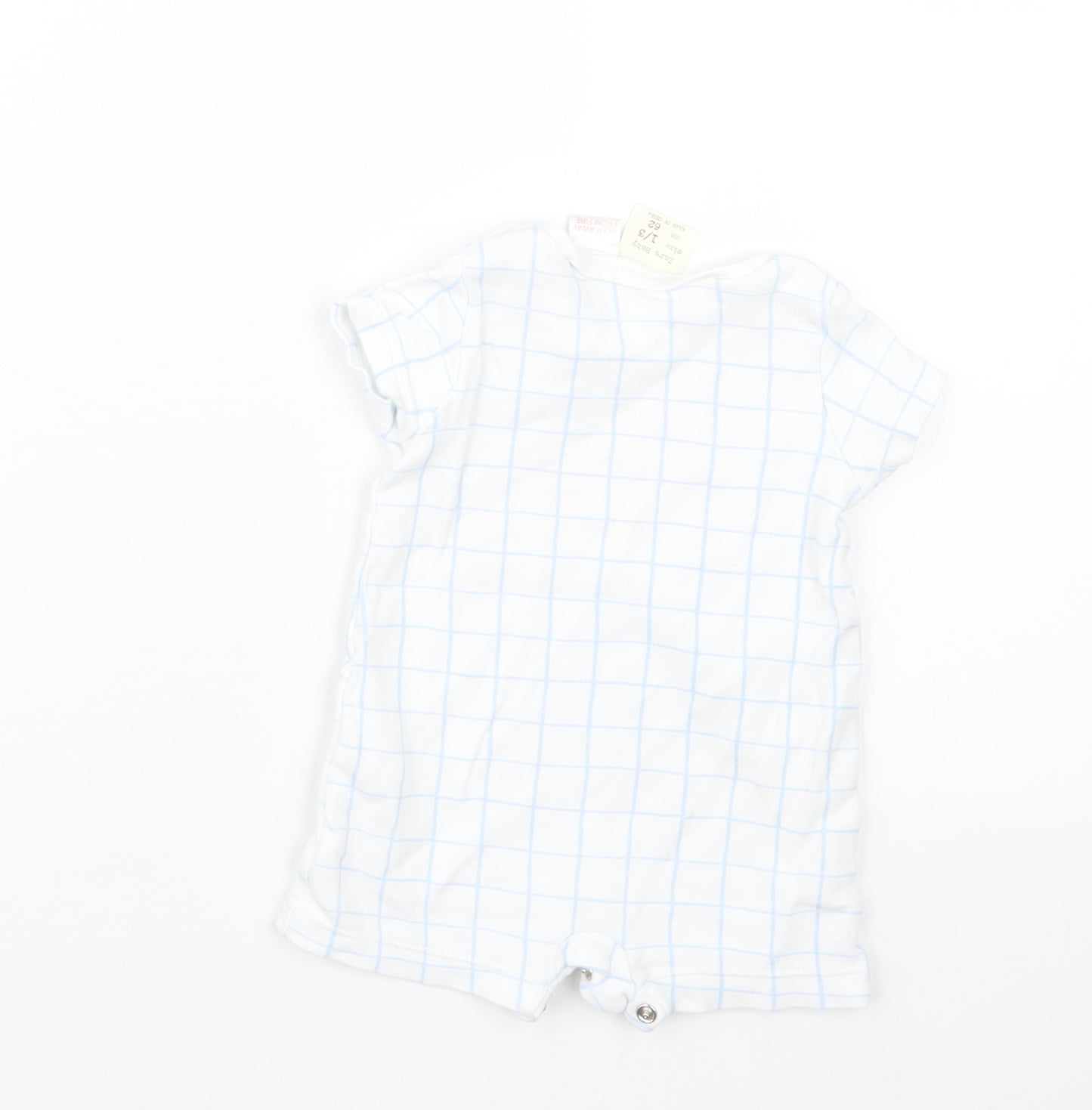 Zara Boys White Check  Coverall Outfit/Set Size 0-3 Months