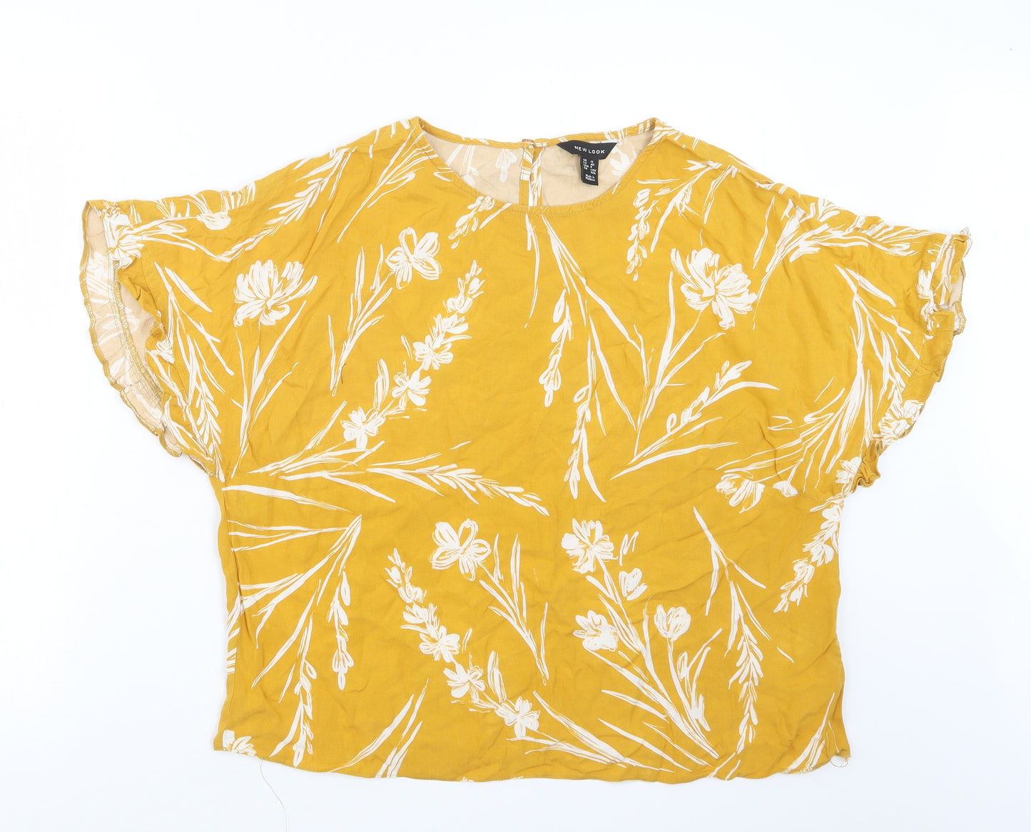 New Look Womens Yellow Geometric  Basic T-Shirt Size 12