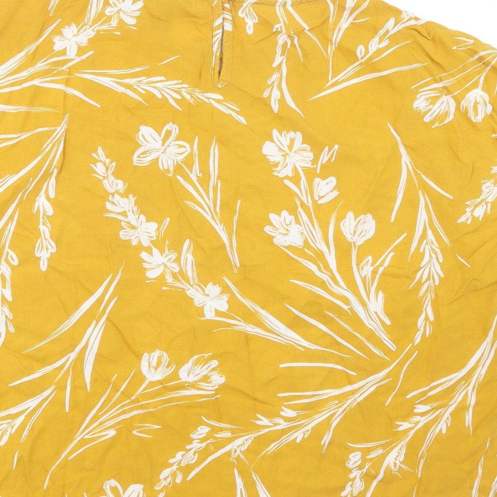 New Look Womens Yellow Geometric  Basic T-Shirt Size 12