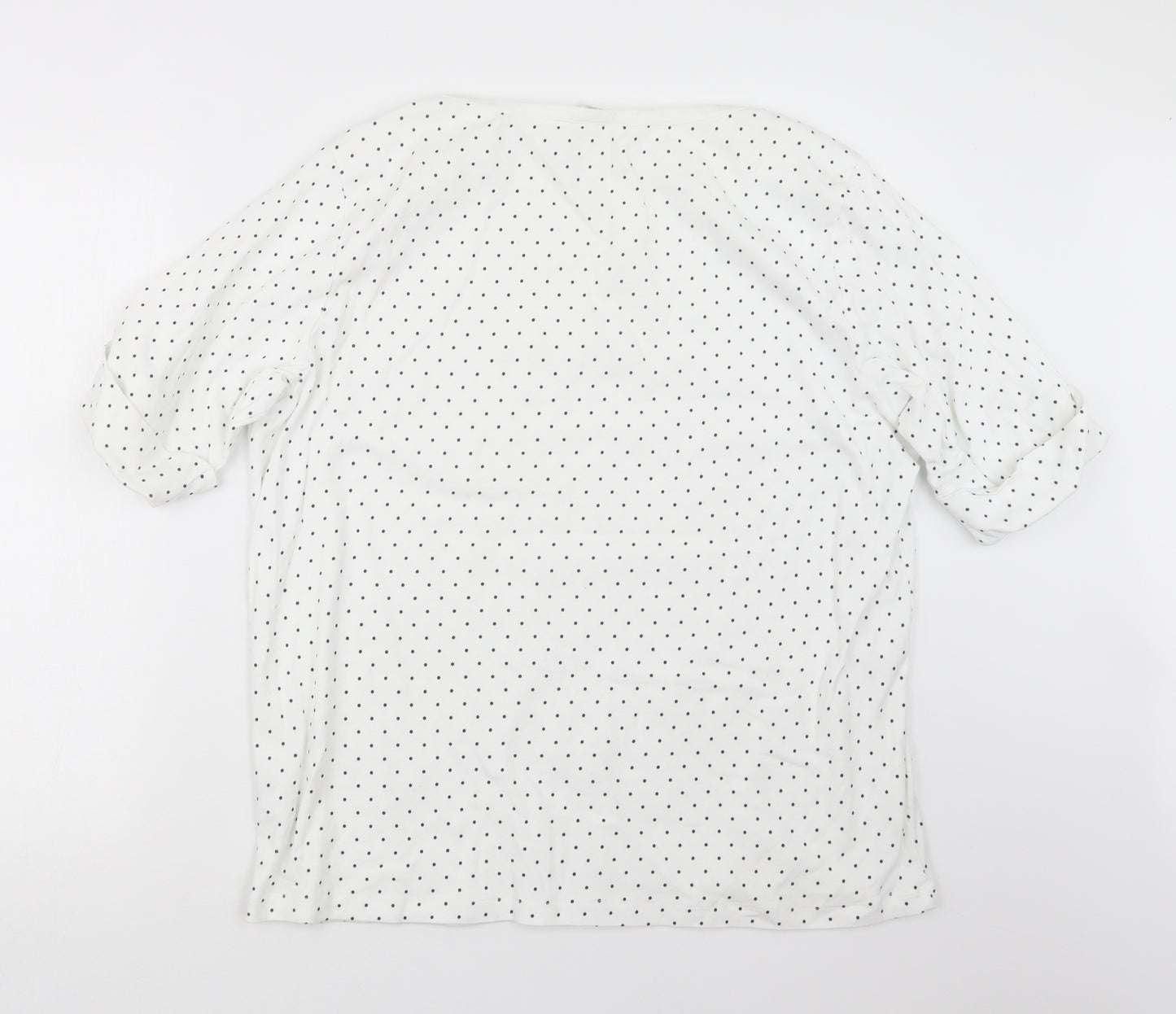 Cotton Traders Womens White Polka Dot  Basic T-Shirt Size 24