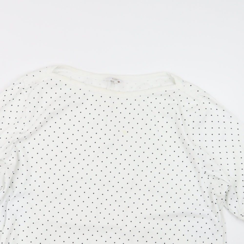 Cotton Traders Womens White Polka Dot  Basic T-Shirt Size 24
