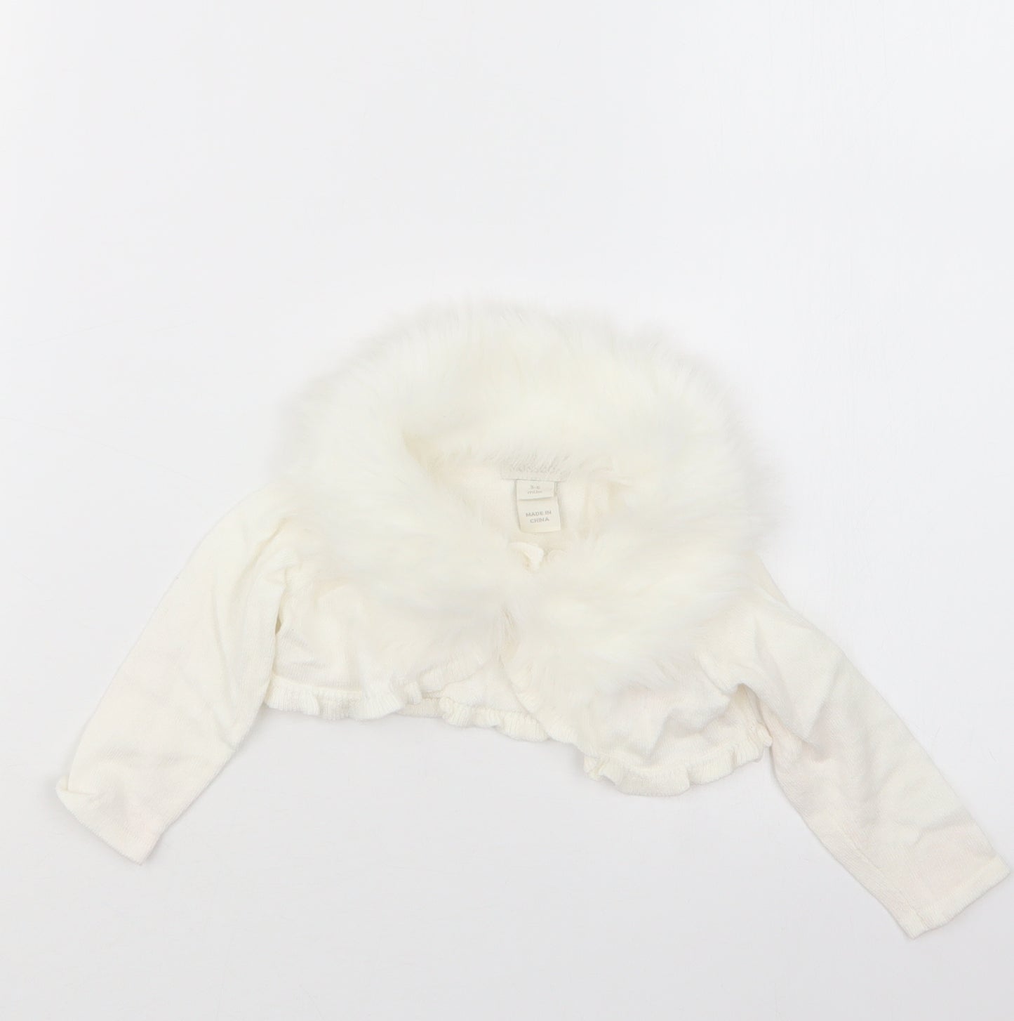 Monsoon Girls White  Knit Cardigan Jumper Size 3-6 Months