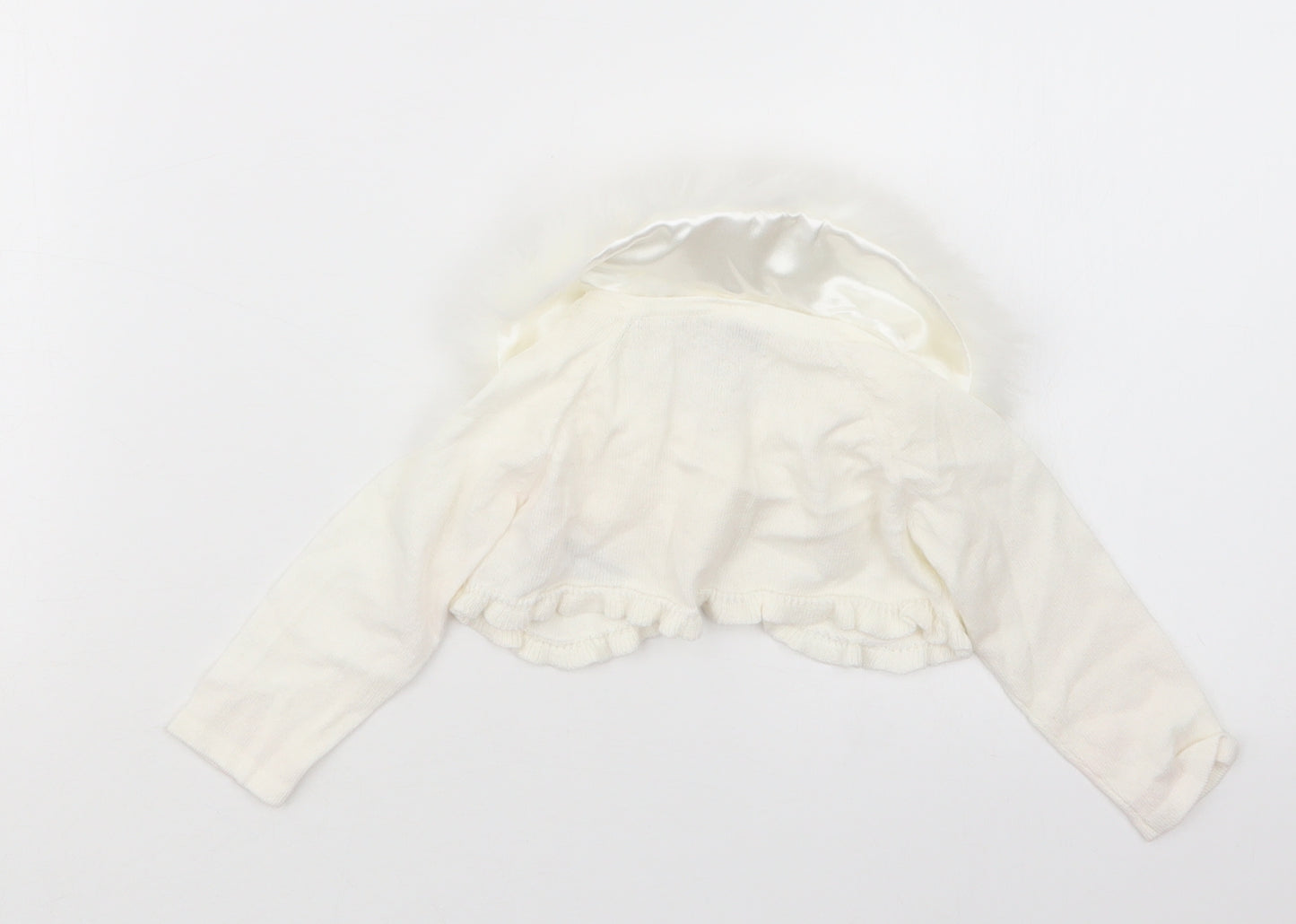 Monsoon Girls White  Knit Cardigan Jumper Size 3-6 Months