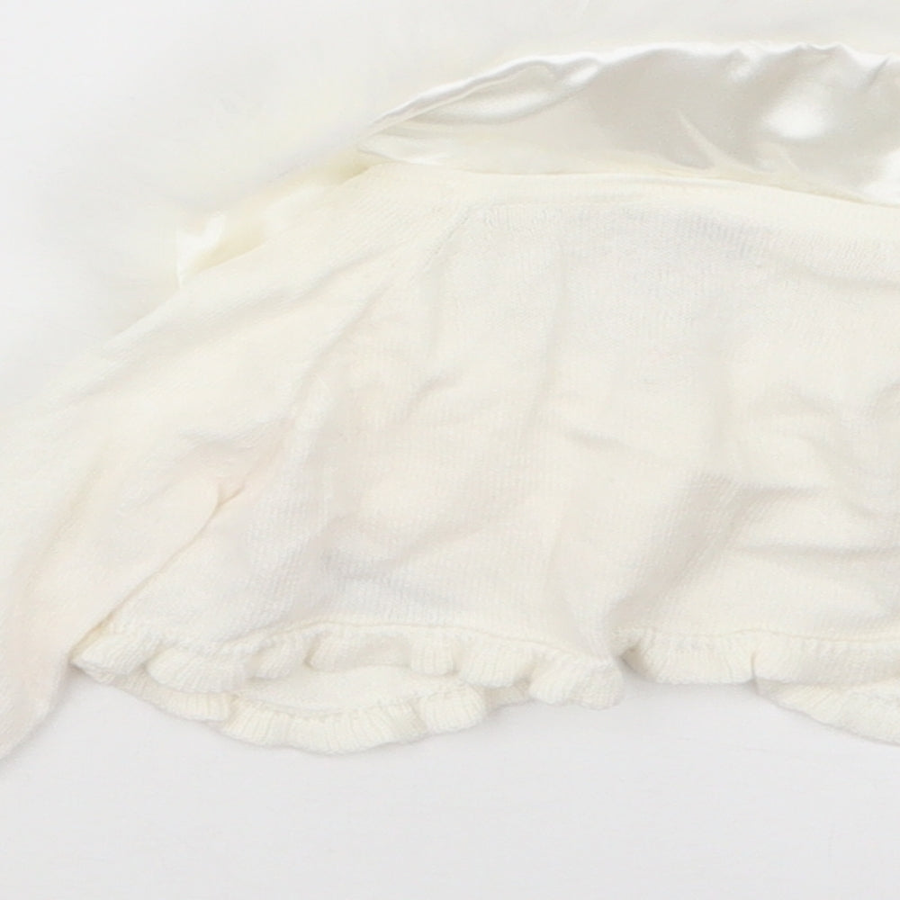 Monsoon Girls White  Knit Cardigan Jumper Size 3-6 Months