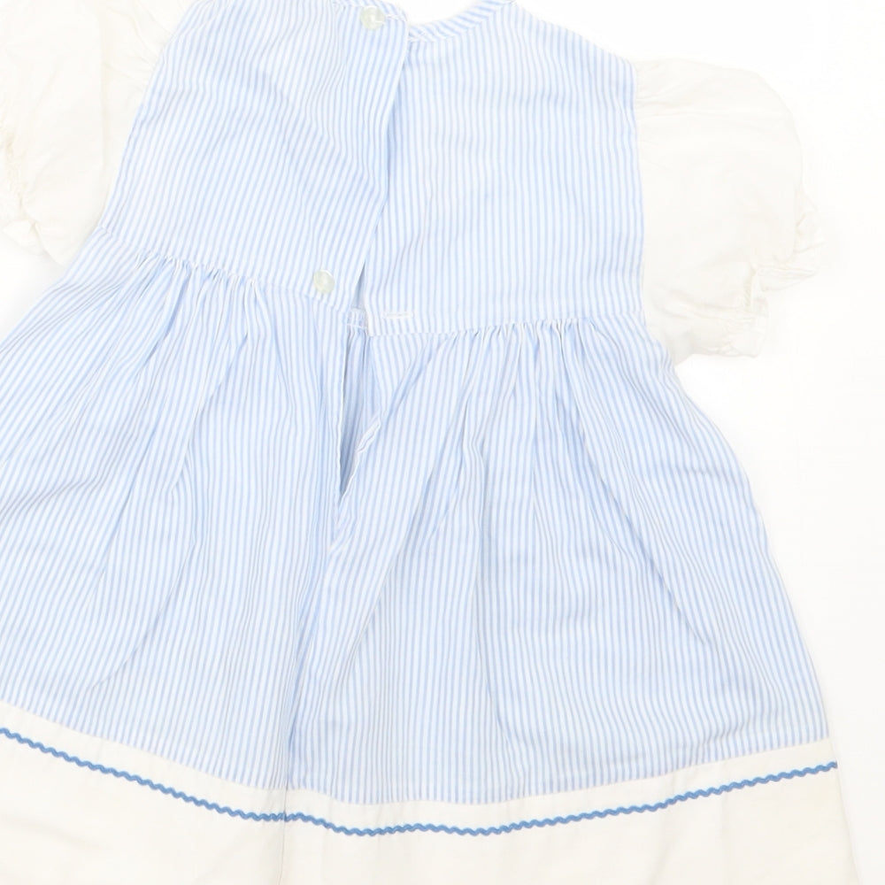 Debenhams Girls Blue Striped  T-Shirt Dress  Size 18 Months
