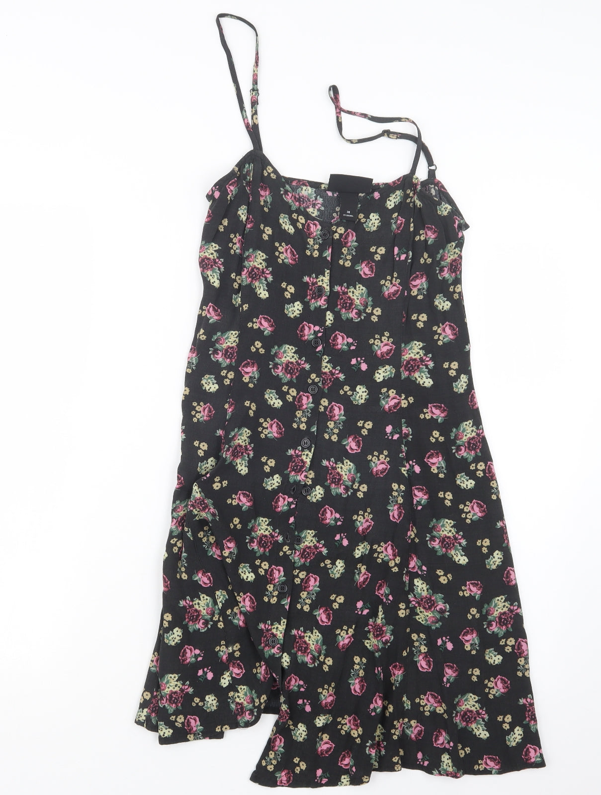 Monki Womens Black Floral  T-Shirt Dress  Size 10