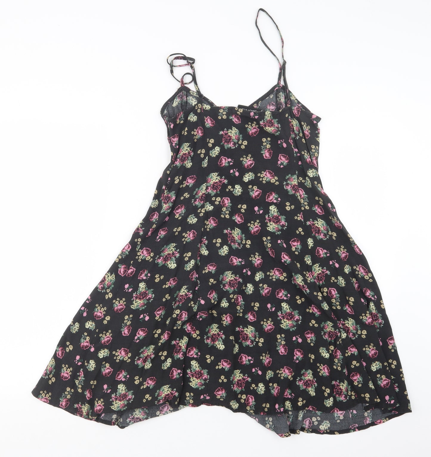 Monki Womens Black Floral  T-Shirt Dress  Size 10