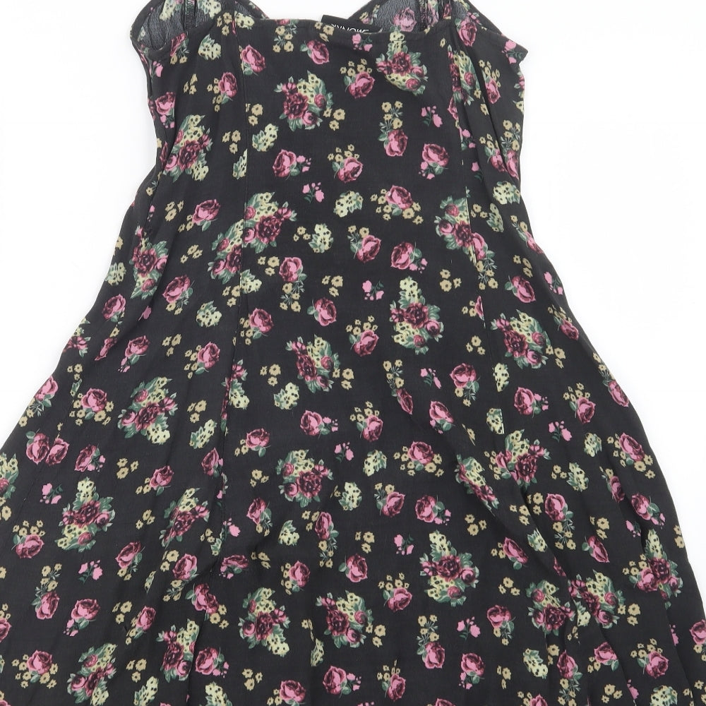 Monki Womens Black Floral  T-Shirt Dress  Size 10