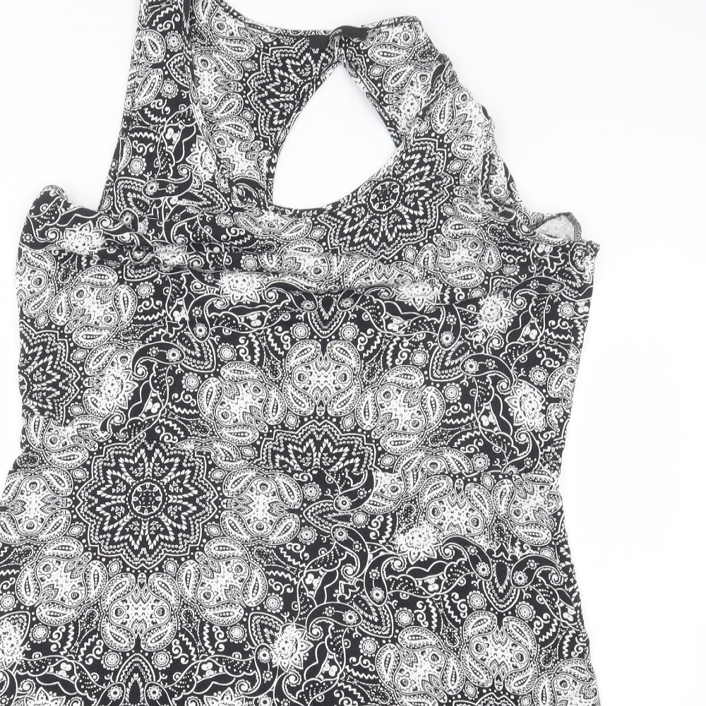 George Womens Black Paisley  T-Shirt Dress  Size 18