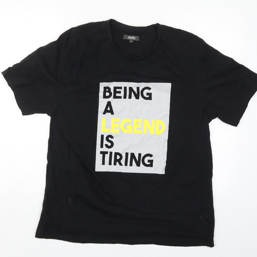Studio Nightwear Mens Black Solid   Pyjama Top Size L  - Being a Legend is Tiring