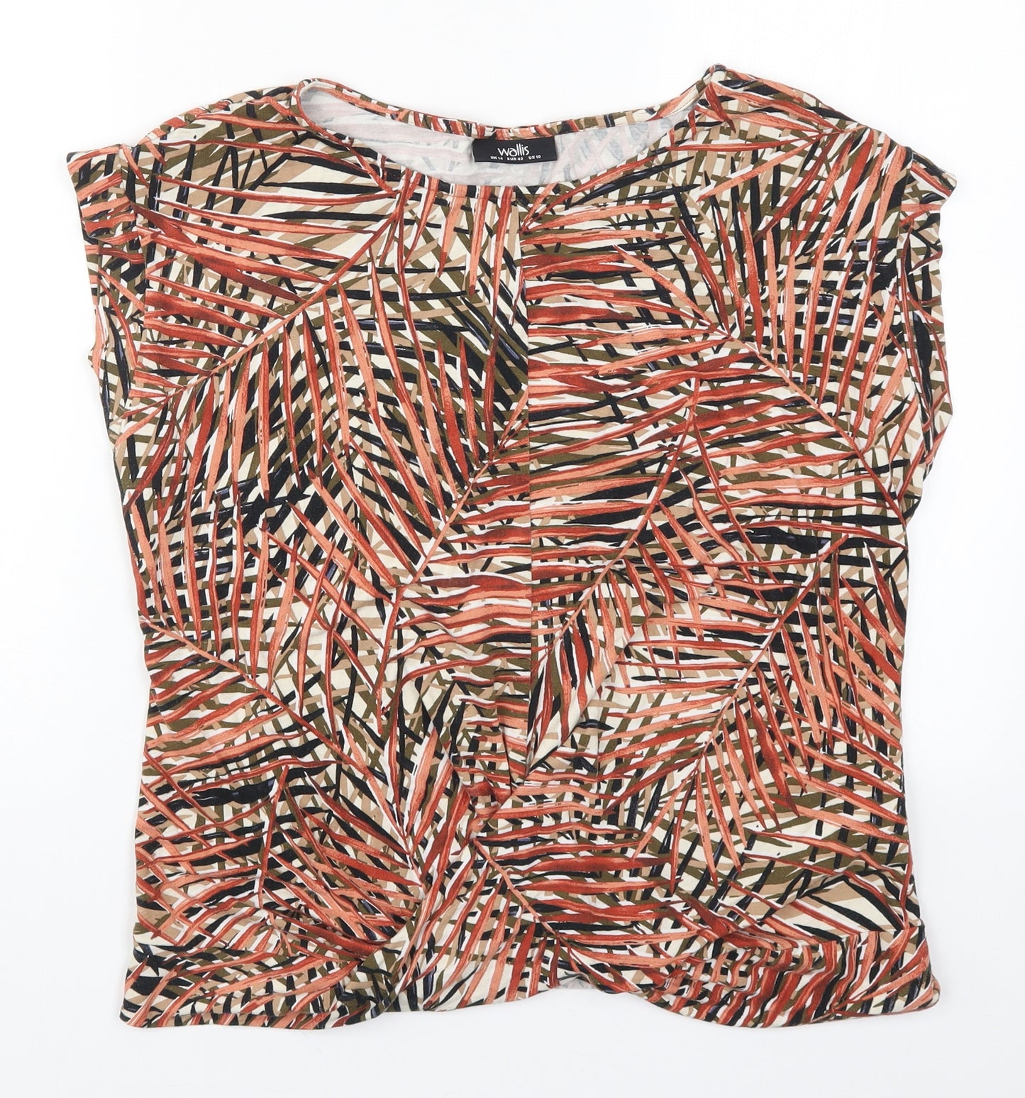Wallis Womens Red   Basic T-Shirt Size 14  - Leaf Print