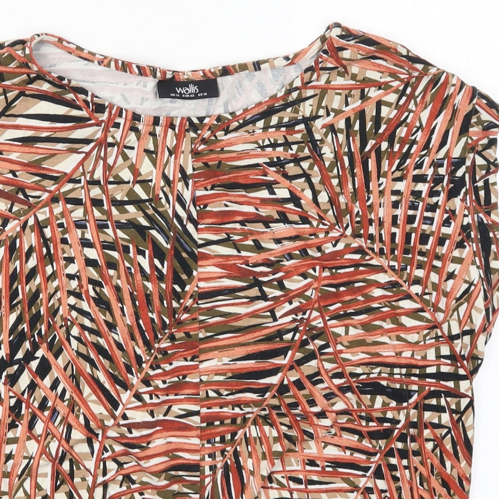 Wallis Womens Red   Basic T-Shirt Size 14  - Leaf Print