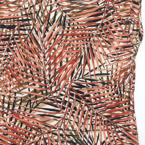 Wallis Womens Red   Basic T-Shirt Size 14  - Leaf Print
