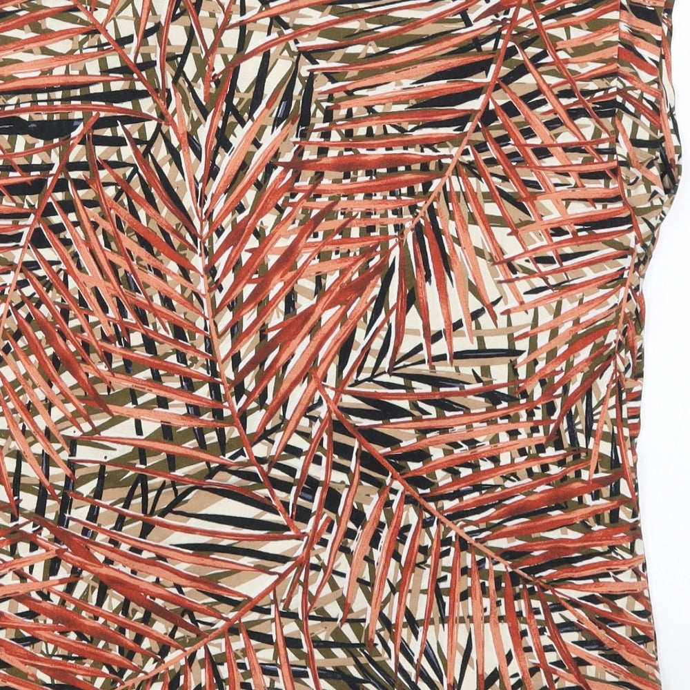 Wallis Womens Red   Basic T-Shirt Size 14  - Leaf Print