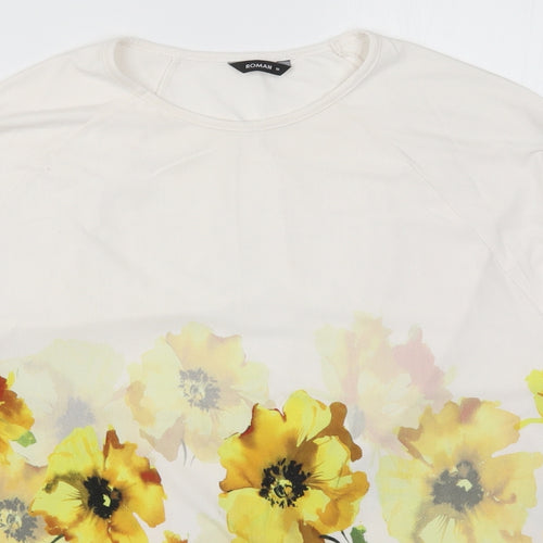 Roman Womens Yellow Geometric  Basic T-Shirt Size 10