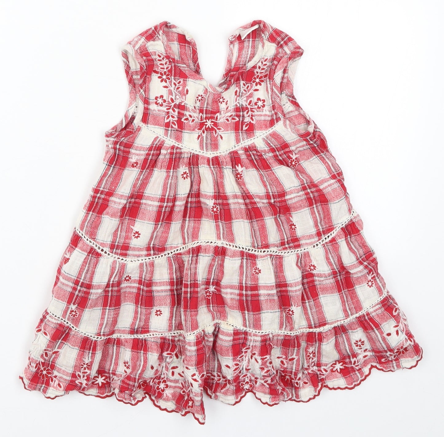 NEXT Girls Red Check  Trapeze & Swing  Size 3 Years  - Flowers