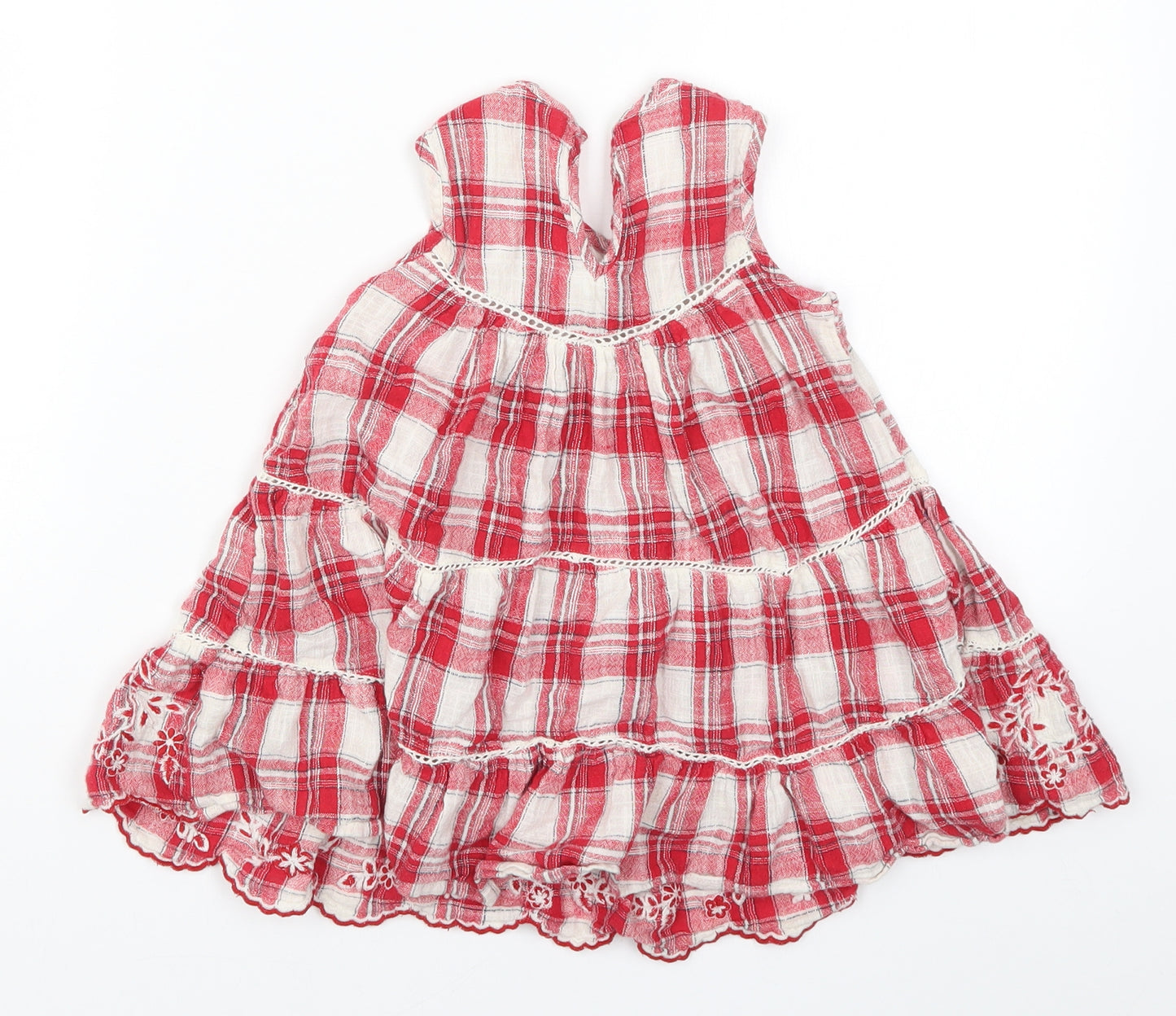 NEXT Girls Red Check  Trapeze & Swing  Size 3 Years  - Flowers