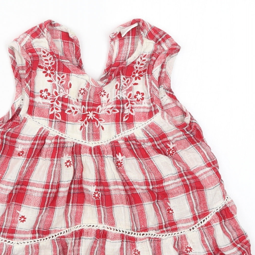 NEXT Girls Red Check  Trapeze & Swing  Size 3 Years  - Flowers
