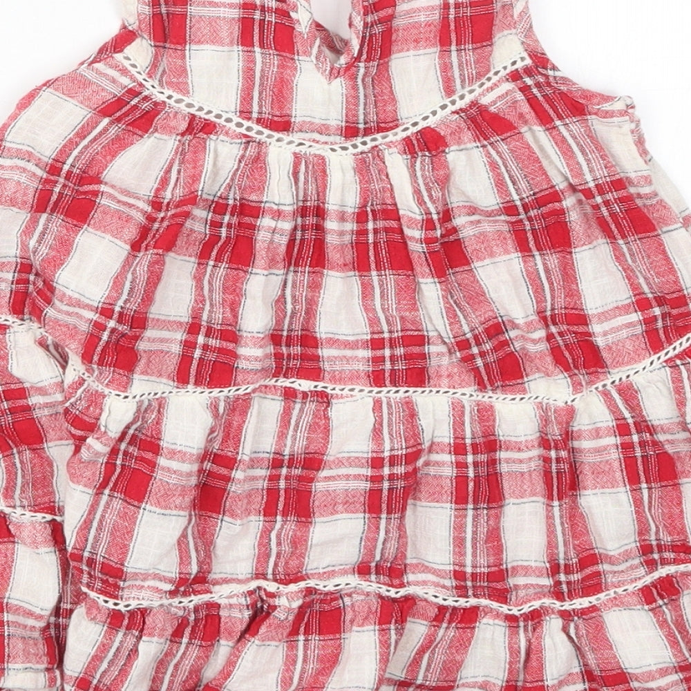 NEXT Girls Red Check  Trapeze & Swing  Size 3 Years  - Flowers