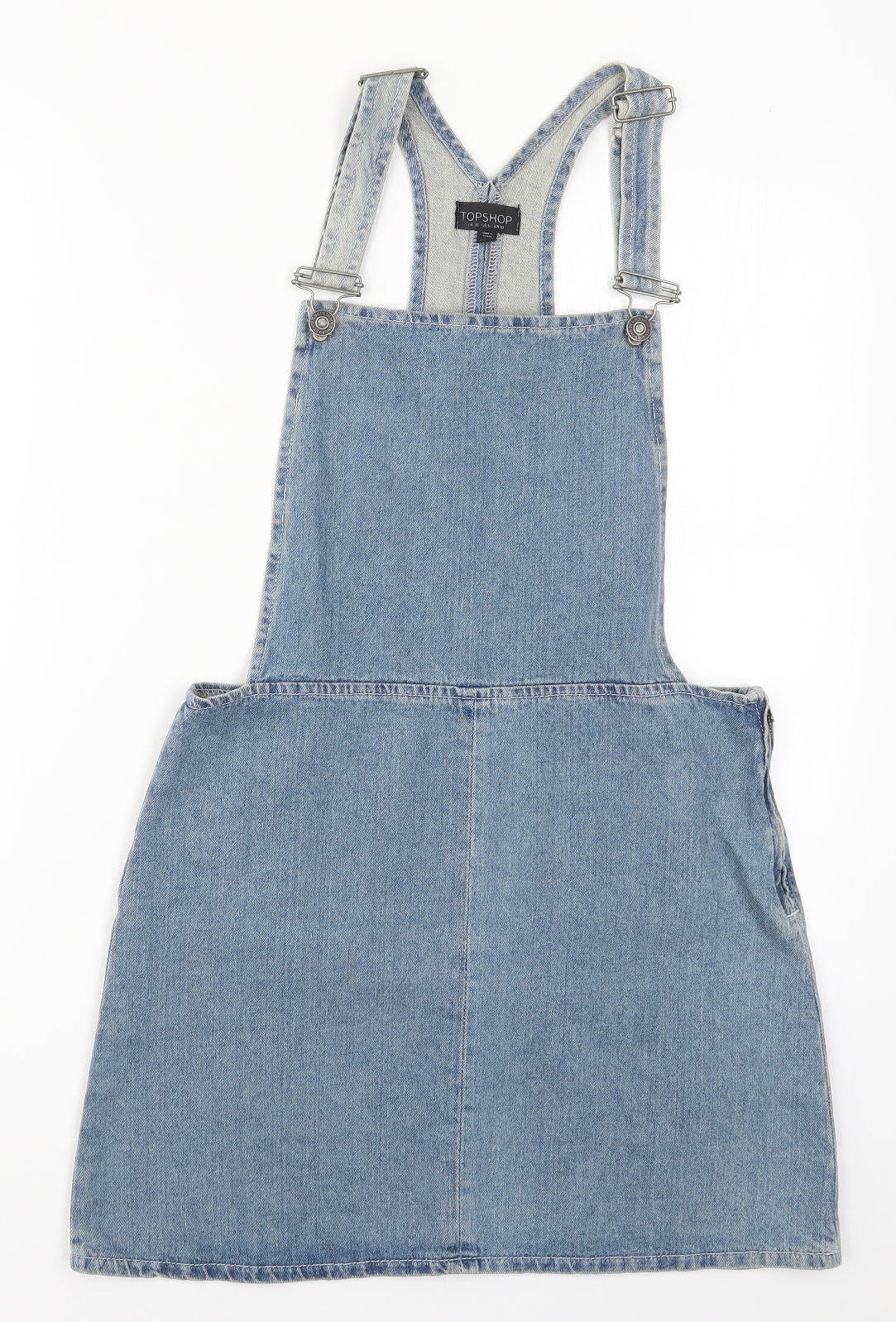 Topshop Womens Blue  Denim Pinafore/Dungaree Dress  Size 10