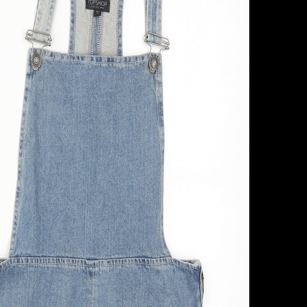 Topshop Womens Blue  Denim Pinafore/Dungaree Dress  Size 10