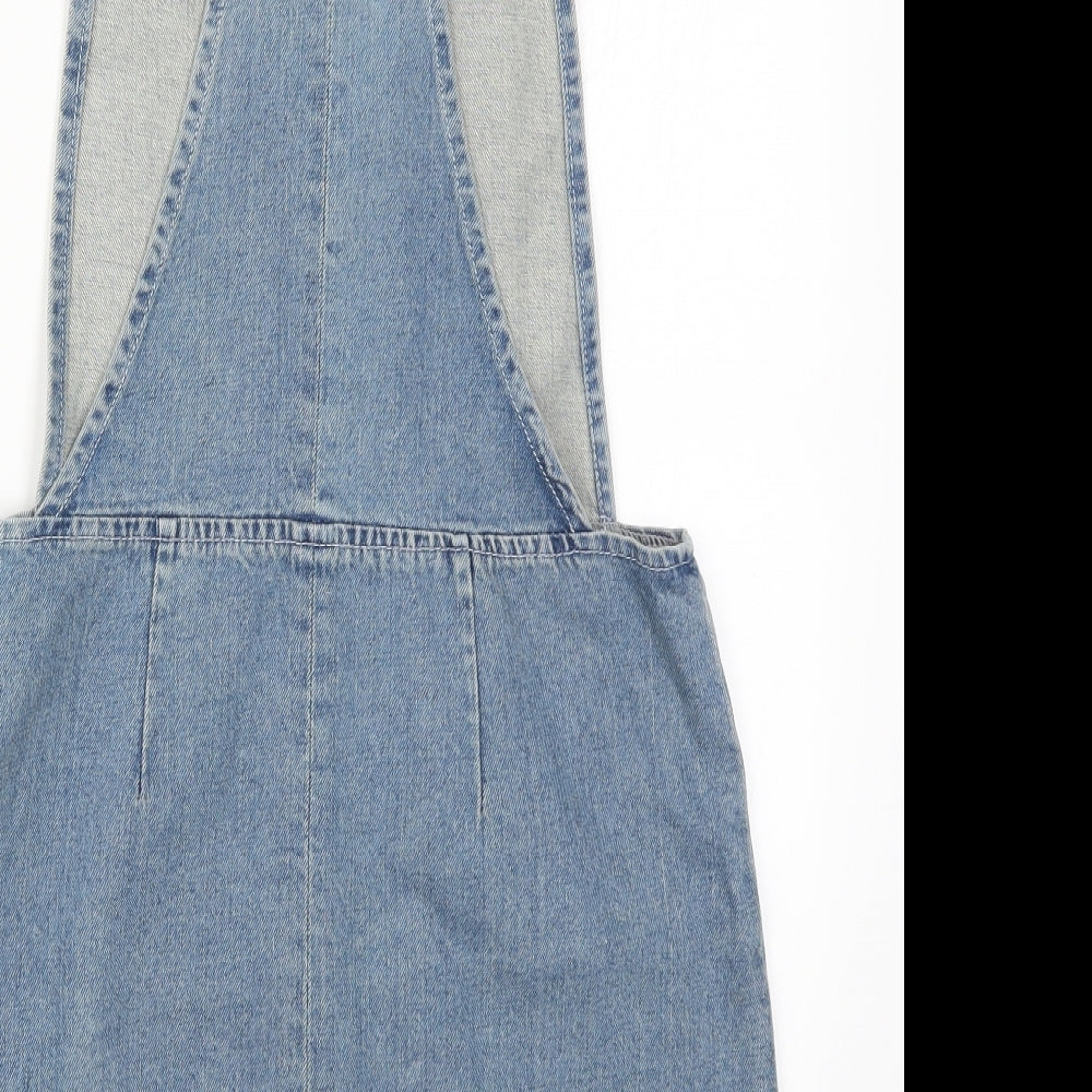 Topshop Womens Blue  Denim Pinafore/Dungaree Dress  Size 10