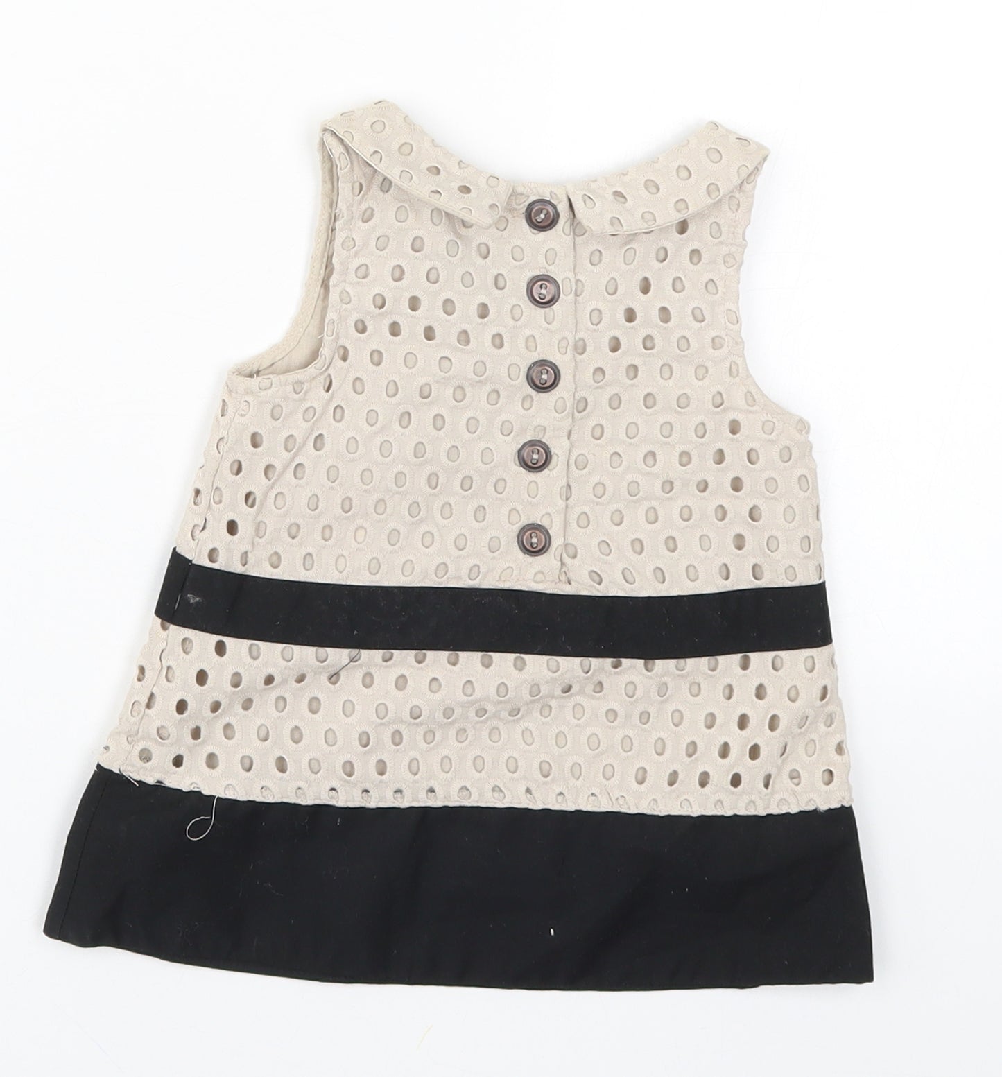 Lily Wicket Girls Beige Striped  Basic Tank Size 12-18 Months