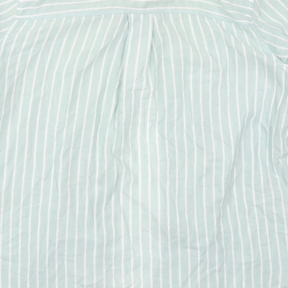 H&M Womens Green Striped  Basic Button-Up Size 12